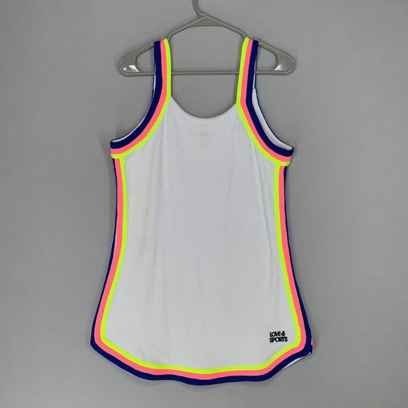 Love & Sports Dresses & Skirts - Love & Sports Rainbow Trim Dress M Women White Terry Active Colorful Mini
